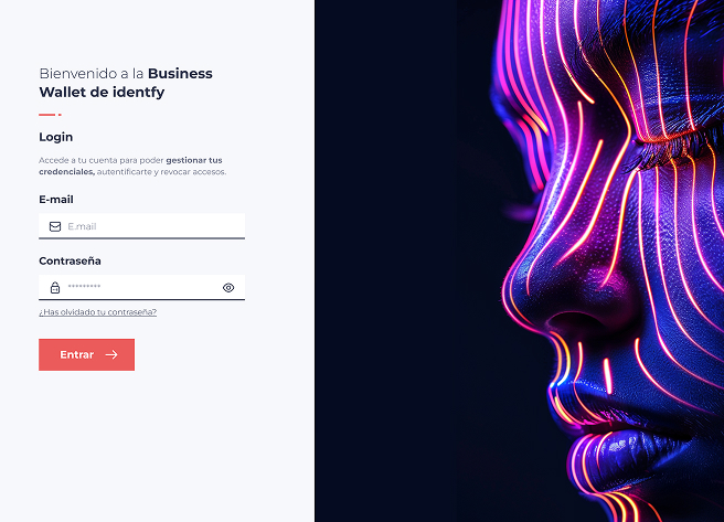 Identfy Business Wallet sign-in interface